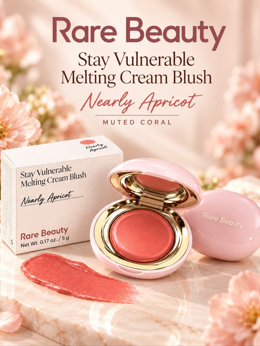 Rare Beauty Stay Vulnerable Melting Cream Blush - Nearly Apricot (Muted Coral)